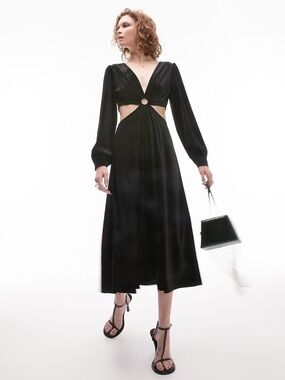 Topshop Velvet Midi Dress